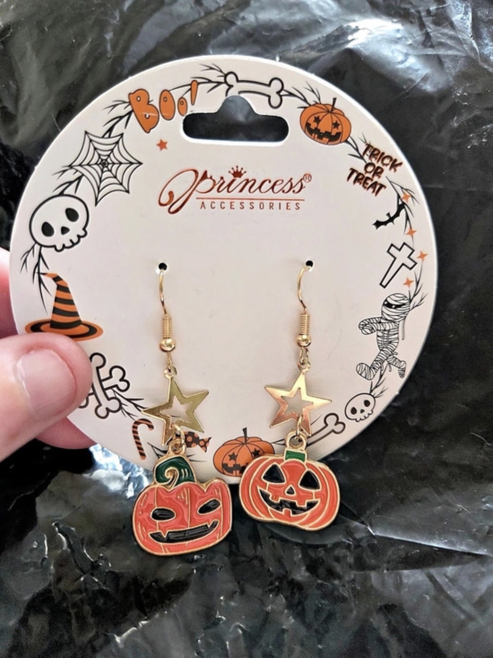Halloween Pumpkin and Star Dangle Earrings NWT